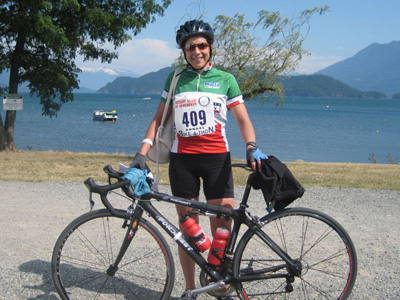 Andrea at the Rotary Club 120k Bike-A-Thon - Harrison, Canada - 2009
