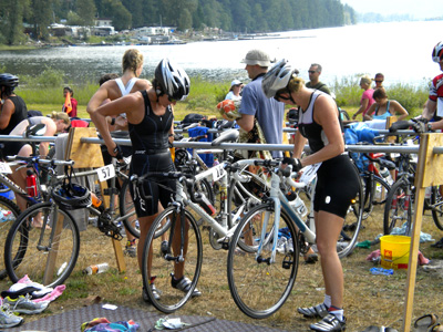 On to the bikes - Big Foot Triathlon - Harrison, Canada - 2009