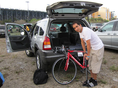 Julin preping for the ride - MS Ride to Key Largo, Fl - 2010