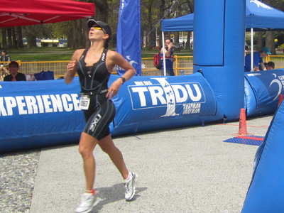'Full-Speed' Angela at the finish line - UBC Tri - Vancouver - 2010