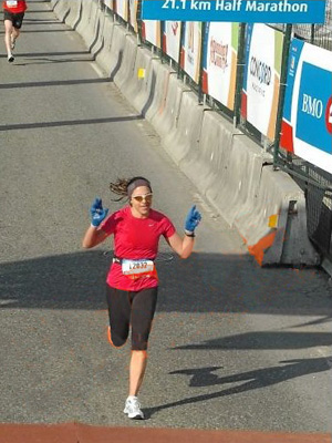 Andrea finishes the BMO Half Marathon - Vancouver, Canada - May 1, 2011