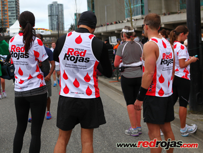 Marinanne, Jorge, Adrian, and Angela at the finish line - Vancouver Sun Run - April 15, 2012