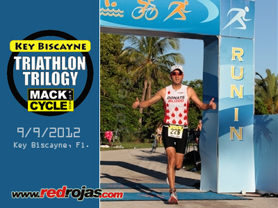 Julin crosses the finish line at the Mack Cycle Tri - Key Biscayne, Fl. - September 9, 2012