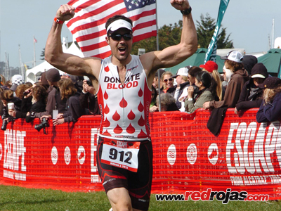Cameron finishing the Escape From Alcatraz Triathlon - San Francisco, Ca - March 3, 2013