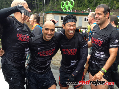 Robert, Jorge, Paul and Scott - After a freezing dive obstacle - Tough Mudder - Whistler - June 22, 2013