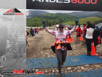 Elsa finishes at the Andes-6000 10k, Lloa, Ecuador - June 1, 2014