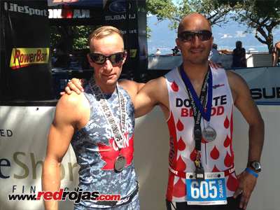 Adrian and Jorge - Finish line - Subaru Triathlon - Vancouver, Canada - July 13, 2014