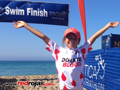 Valentina on swimmers watch at the Nautica Triathlon - Malibu, California - September 13, 2014