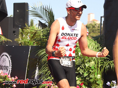 Julin at the finish line - Lifetime Triathlon - Miami Beach, Florida - April 19, 2015