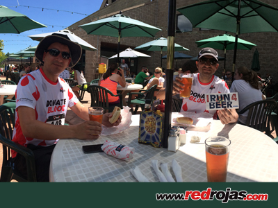 Julin and Andrs enjoing a beer after the run Boulder Beer Run - Bouder, Co - July 11, 2015