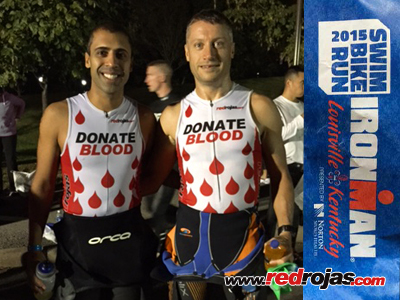 Jeff and Riaz before the swim at the Louisville Ironman - Kentucky, USA - October 11, 2015