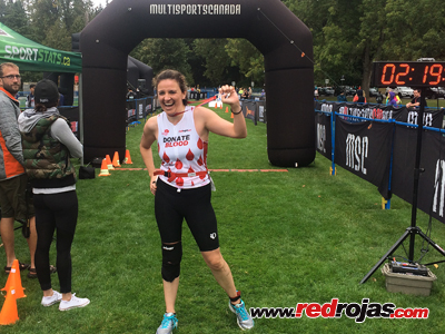 Cristina finishes her first triathlon - Vancouver triathlon - Stanley Park, BC, Canada - September 5, 2016
