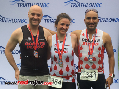 Hart, Cristina, Jorge at the Vancouver triathlon - Stanley Park, BC, Canada - September 5, 2016