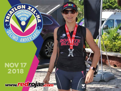 Andrea at the Xel-H Triathlon, Mexico - November 17, 2018